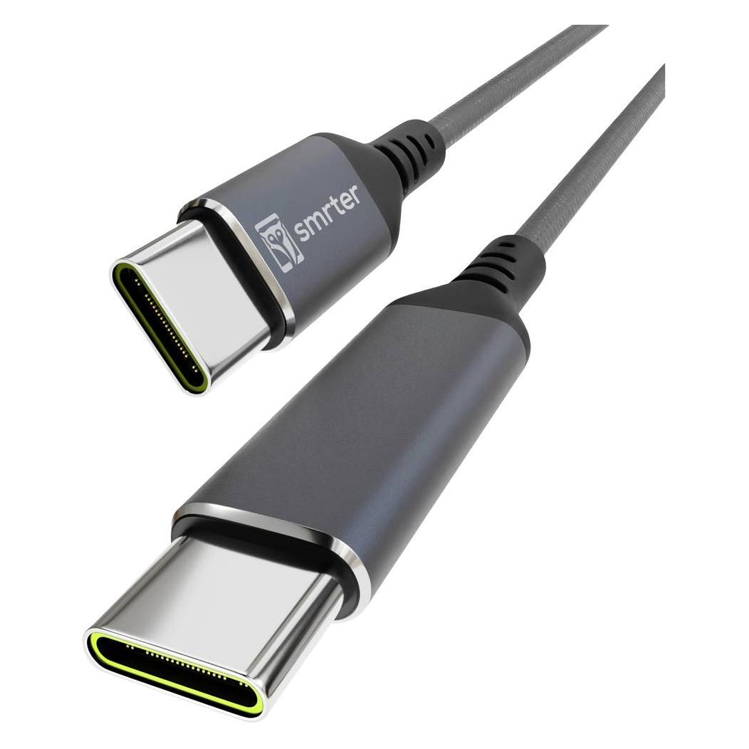 Smrter USB-C Kabel USB 2.0 USB-C Stecker, USB-C Stecker 2 m Anthrazit mit OTG (2 m, USB 2.0, 100 W) (SMRTER_SPEEDY100_L_AT)