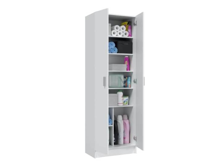 Habitdesign Armoire à Chaussures Multifonction 2 Portes 6 étagères 180 x 59 x 37 cm Blanc Mat