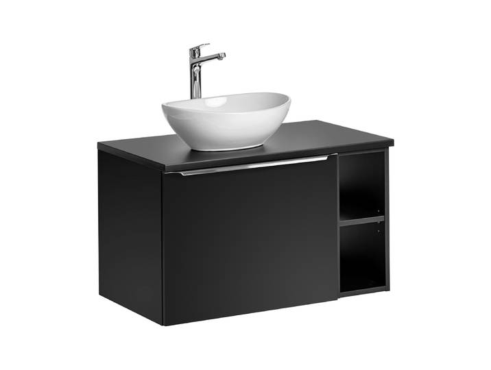 Meuble simple vasque 80cm 2 niches Éros Noir