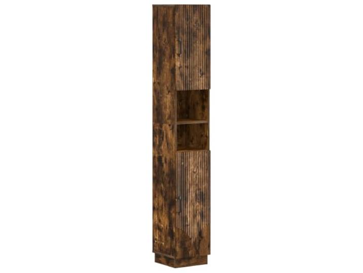 Makastle Badezimmerschrank mit offenem Regal Raucheiche
