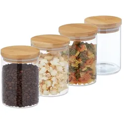 Relaxdays 4er Set Vorratsgläser mit Deckel 750 ml Hellbraun,Transparent