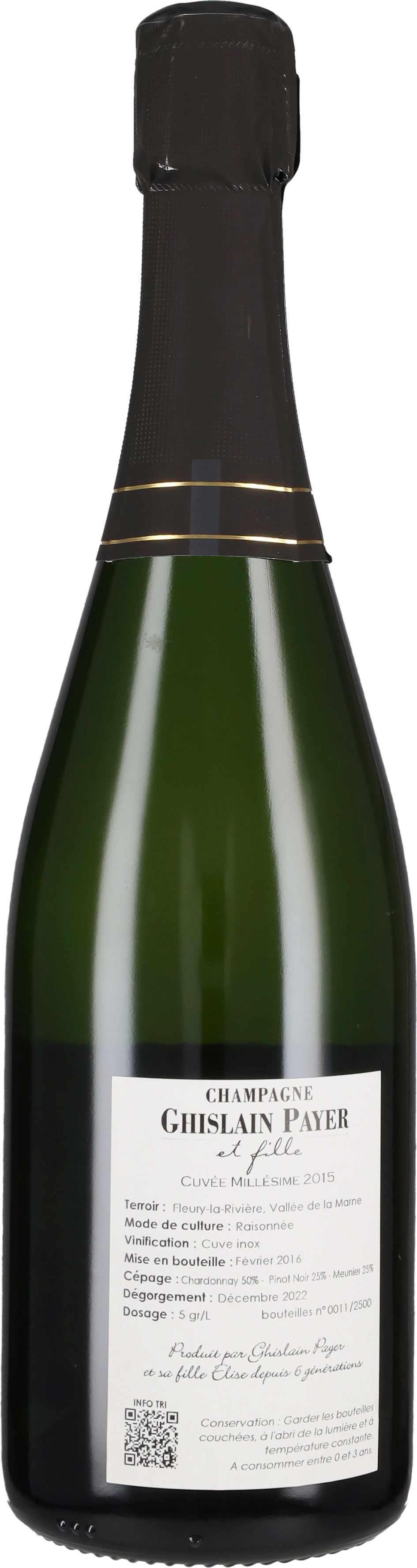Champagne Brut Millesime Ghislain Payer et Fille 2015