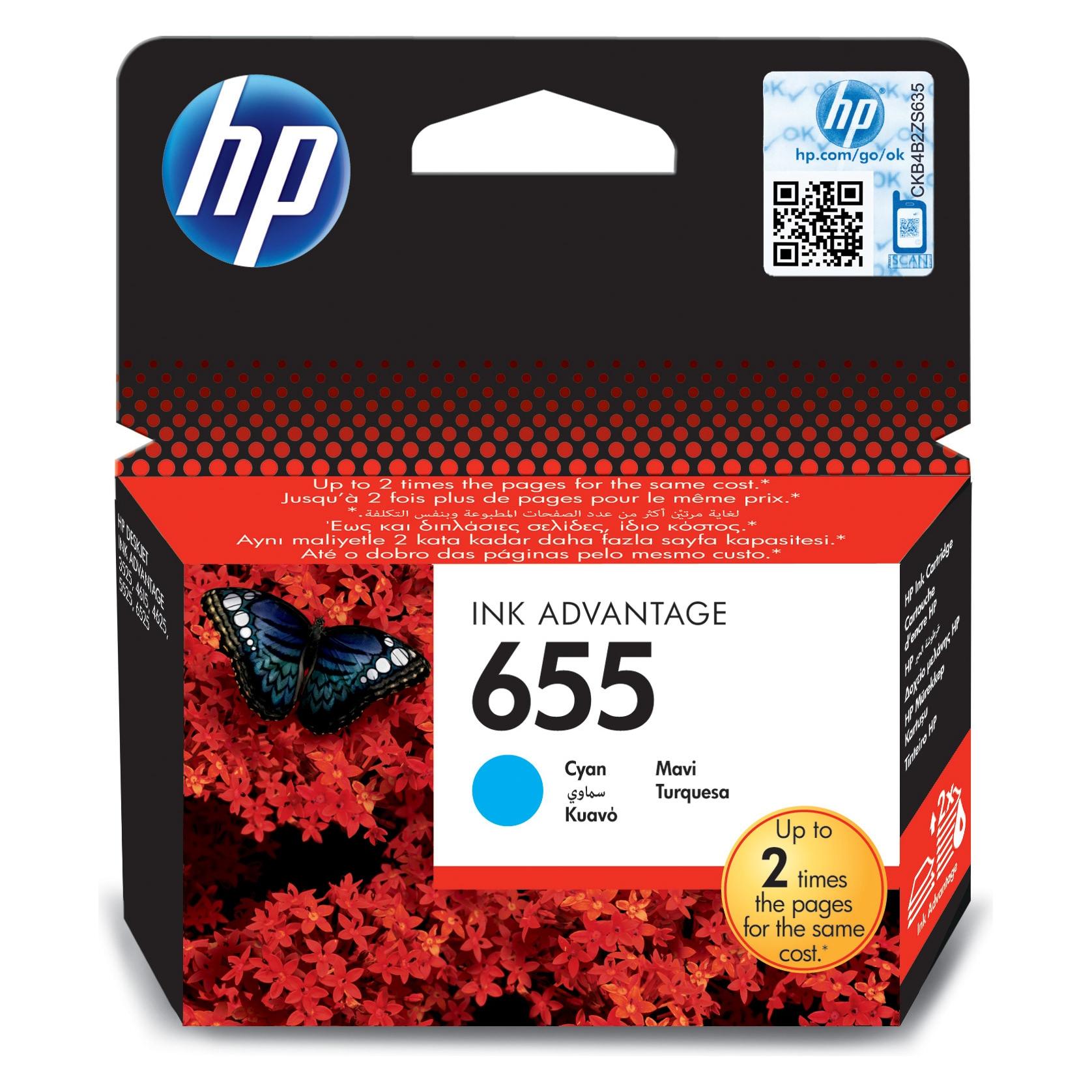 HP 655 - Cyan - Original - Tintenpatrone - für Deskjet Ink Advantage 3525 (C) (CZ110AE)