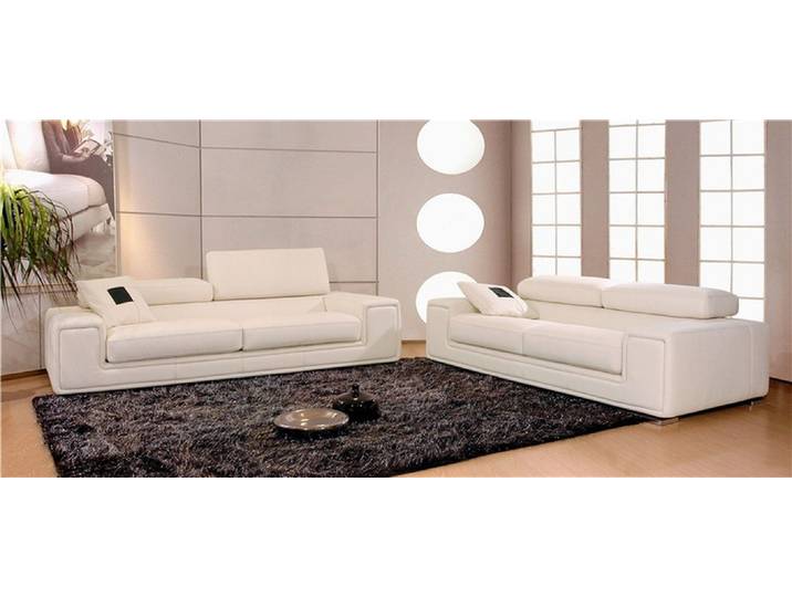 JVmoebel Sofa Exquisites Design Sofa in weißem Lederfaserstoff mit Edelstahlfüßen, Made in Europa