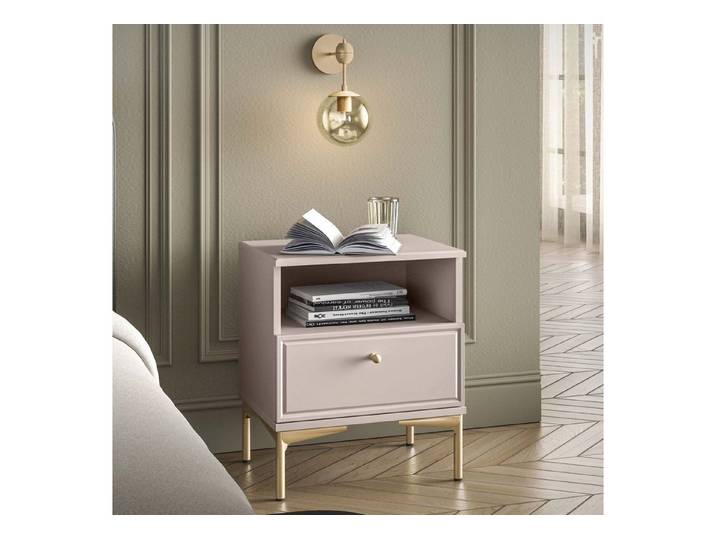 Selsey Nachttisch SANDRO, Nachttisch Sandro, 1 Schublade, 45 cm, Kaschmir