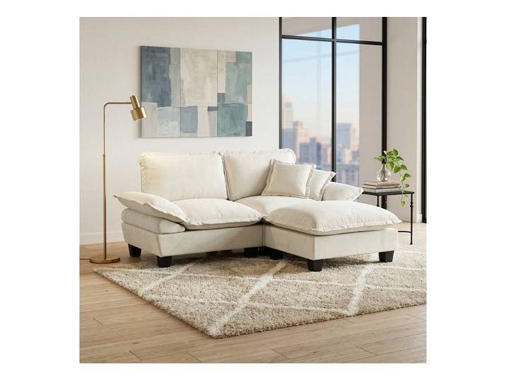 REDOM Ecksofa für Apartments & Wohnzimmer, mit Segelboot-Design, inklusive 1 beweglichem Ottomane & 2 weichen Kissen. 1 Teile