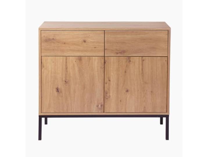 Buffet 2 Portes 2 Tiroirs Décor Chêne L90 x H80 cm - LENNY