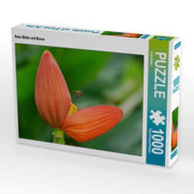 CALVENDO Puzzle Rote Blüte mit Biene 1000 Teile Lege-Größe 64 x 48 cm Foto-Puzzle Bild von Erika Müller