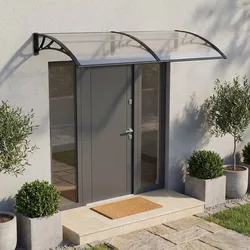 Vordach Mellerud 300x100 cm Schwarz/Transparent [en.casa]
