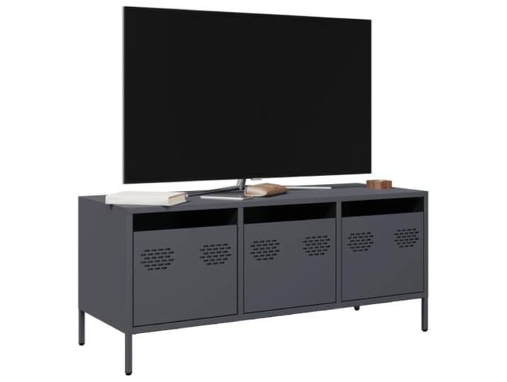 HEFZGDB TV-Schrank Anthrazit 101,5x39x43,5 cm aus Kaltgewalztem Stahl mit 3 Schubladen und verstellbaren Stellfüßen – Robuster Industrie-Stil TV-Möbel mit reichlich Stauraum