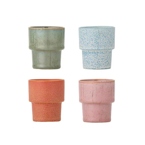 Bloomingville Ewan espresso kopjes set van 4, multicolor, 75 ml