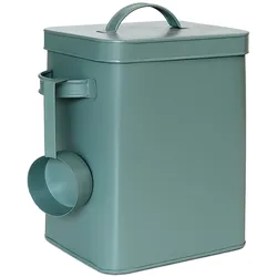 Relaxdays Metallbox, 6,5 L Aufbewahrungsbox mit Dosierhilfe, Tierfutter & Lebensmittel, luftdicht, Waschpulverdose, grün