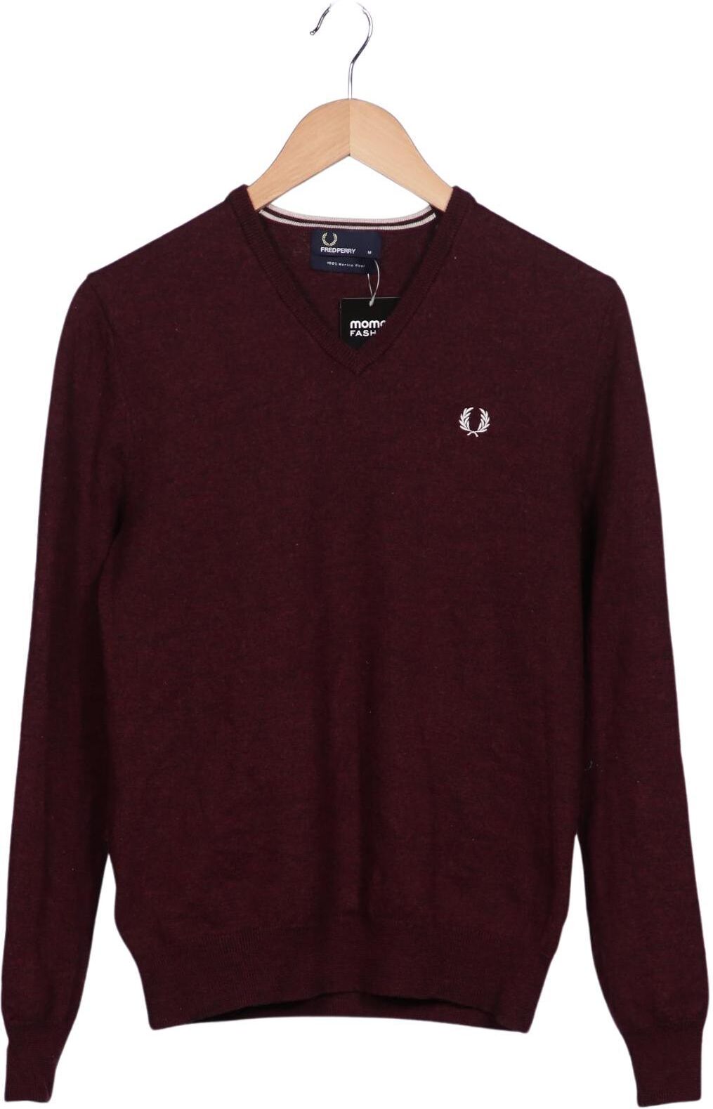 Fred Perry Herren Pullover, Bordeaux, Gr. M, Wolle - Second Hand