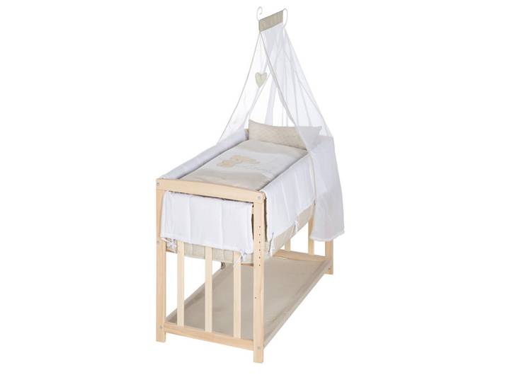 Roba Beistellbett Liebhabär 4in1 Set 90 x 45 cm, Naturfarben, Holzwerkstoff, 45x90 cm, Baby- und Kindermöbel, Babyzimmer, Babybett, Beistellbetten