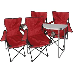 5-teiliges Campingmöbel Set rot Tisch+ campingstühle mit Tasche