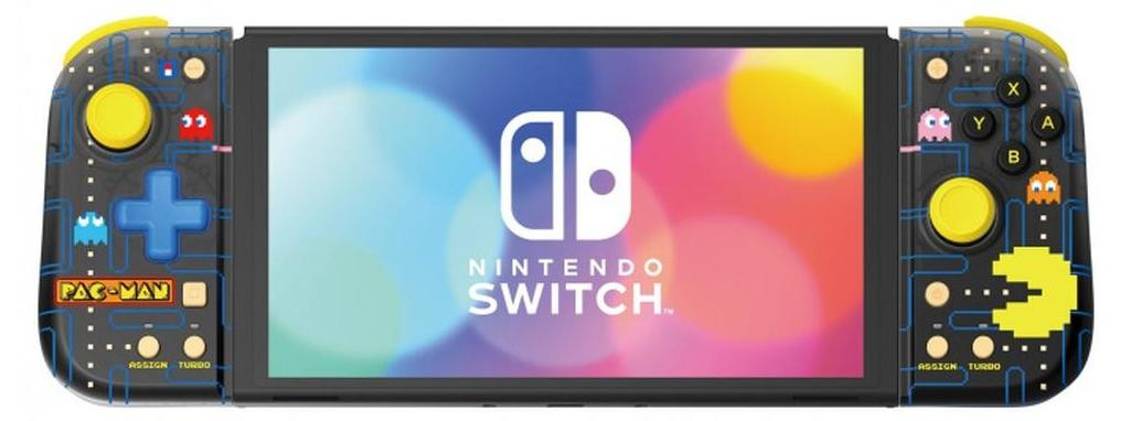 Hori Split Pad Compact PAC-MAN Gamepad voor Nintendo Switch en Nintendo Switch OLED, Zwart-Geel