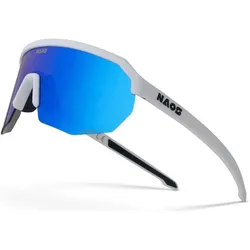 Naos, Unisex, Sportbrille, Helbo - Regular - Matte White / Blue (Blau, Mattweiss, Transparent), Blau, Weiss