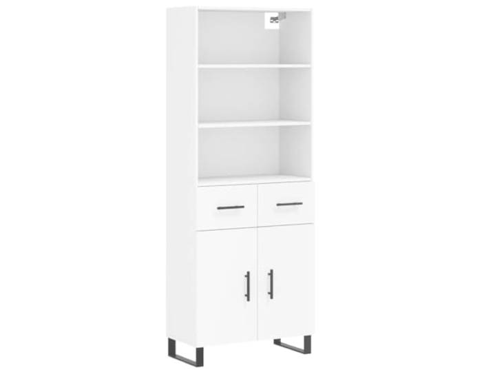 Roanoer Highboard Weiß 69,5x34x180 cm Holzwerkstoff Schrank 2-teilig Vielseitiger Aufbewahrungsschrank mit Metallfüßen für Wohnzimmer und Schlafzimmer mit geschlossenen Fächern.