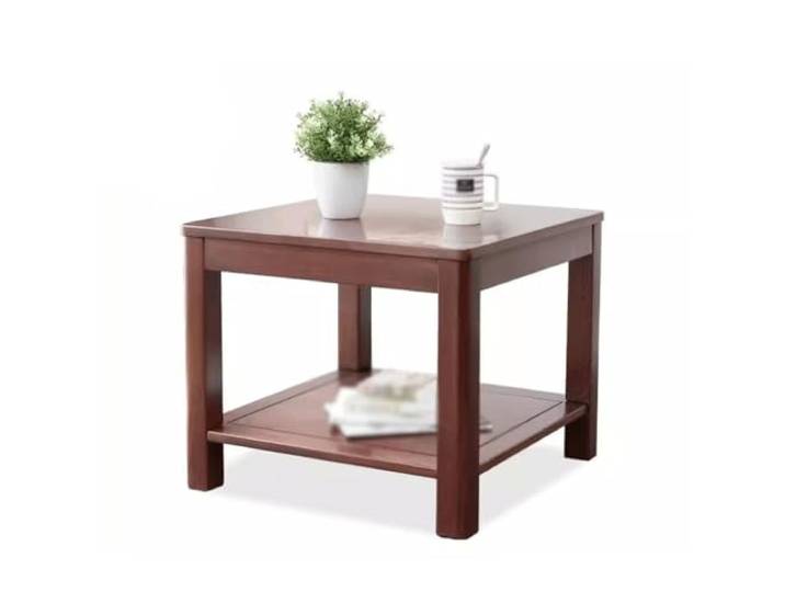 YCCHAH Sofatisch Massivholz-Beistelltisch, Sofa-Beistellschrank, Wohnzimmer-Couchtisch, Kleiner quadratischer Tisch, doppelschichtiger Aufbewahrungs-Ecktisch Wohnzimmer-Beistelltisch