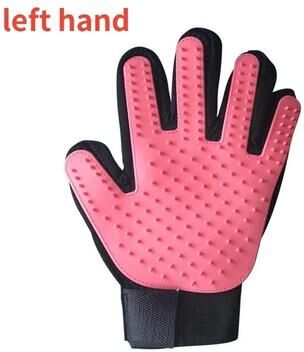 Uplifted Finds Silicone Five Finger Pet De Shedding Grooming Glove left Pink