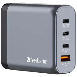 Verbatim 140W USB-A, 3x USB-C GaN Ladegerät, grau