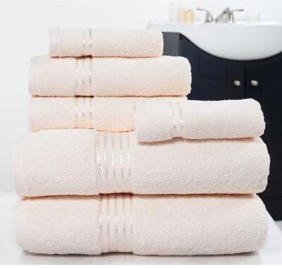 6PC Towel Set - Cotton Bathroom Accessories with 2 Bath Towels, 2 Hand Towels, and 2 Washcloths by Windsor Home