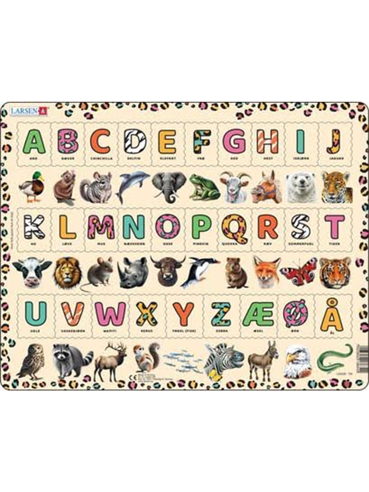 Larsen Puzzles Animal Alphabet Puzzle - 29 pieces Maxi (36.5 x 28.5 cm) 2D Puzzles