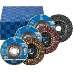 PFERD TOOLS POLIVLIES-Fächerscheiben-Set PVL Korund 115mm Bohrung 22,23mm A100,180,280 - 44698007