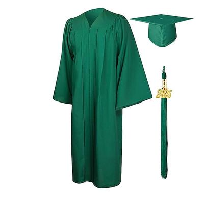 mattes Abschlusskleid, Kappe, Quaste, Set 2025 für High School und Bachelor