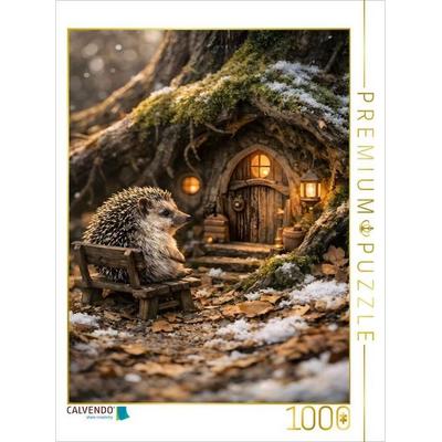 CALVENDO Puzzle Der kleine Igel vor seinem Wurzelhaus | 1000 Teile Lege-Größe 64x48cm Foto-Puzzle für glückliche Stunden