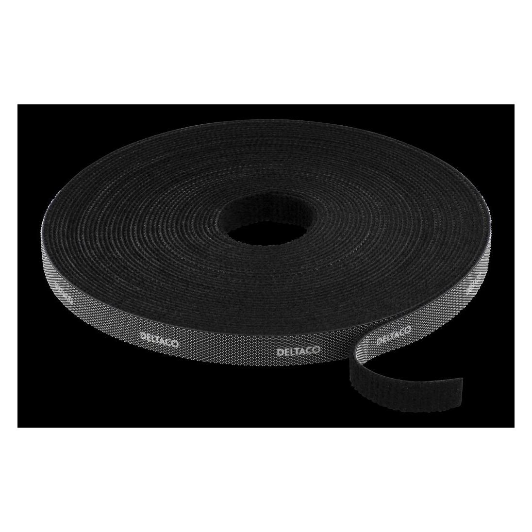 Deltaco Hook and loop fastener cable ties width 9mm 10m black (9 mm) (CM1010S)