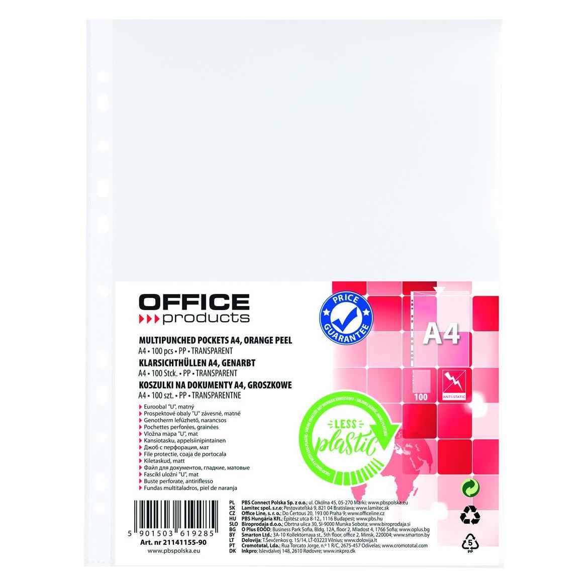 Office Products Multilochhüllen, pp, a4, orangenschale, 100 stück (A4, 100x) (21141155-90)