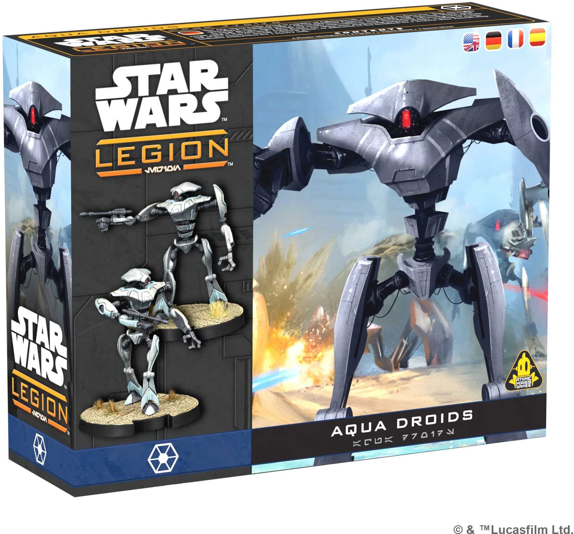 Atomic Mass Games Star Wars: Legion Aqua Droids Expansion for Separatist Alliance Forces, 4 Miniatures, Unit Cards, and Tokens