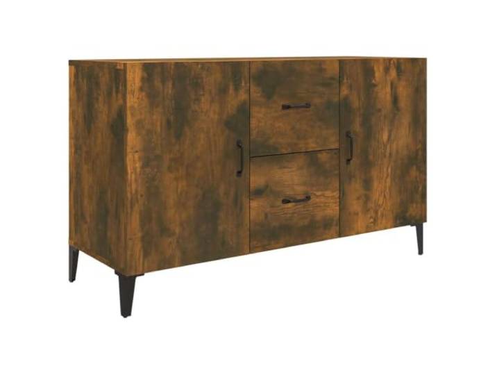 HGFDVCMR Sideboard Räuchereiche 100x36x60 cm Kommode Holzwerkstoff Kompakter Beistellschrank für Wohnzimmer und Schlafzimmer mit 2 Türen und 2 Schubladen für geordnete Aufbewahrung.