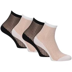 4er Pack Tamaris Comfort Transparent Socken Damen 9808 - white-black 35-38