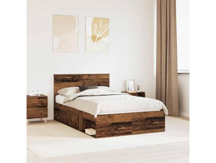 RJPLMFV Bettgestell, 120 x 190 cm, massives Kiefernholz Fester Lattenboden, pflegeleicht, modernes Design, Kopfteil aus Massivholz