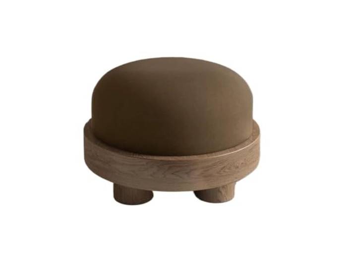 XXAD553TY Gepolsterter runder Hocker aus Holz, geeignet for Schlafzimmer Kleiderschrank(Bruin)
