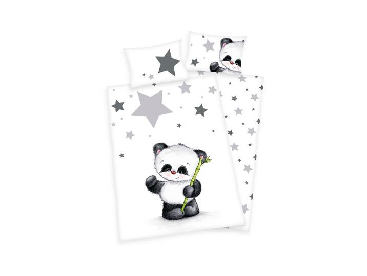 Kinderbettwäsche HERDING Herding Panda , schwarz-weiss (schwarz, weiß), B/L: 100cm x 135cm, 1 Stk., 1 Stk., Buntgewebe, B/L: 40cm x 60cm, Buntgewebe, Obermaterial: 100% Baumwolle, Bettwäsche, Kinderbettwäsche