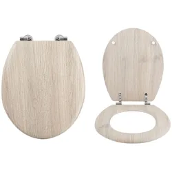 MSV WC Sitz Toilettendeckel MDF Holzkern "Parkett" Scharniere aus Edelstahl - hochwertige und stabile Qualität
