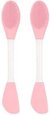 Inspired Deals 2PCS Dual Head Silicone Face Mask Brush Set, Facial Mask Applicator & Cleansing Massage Tool pink