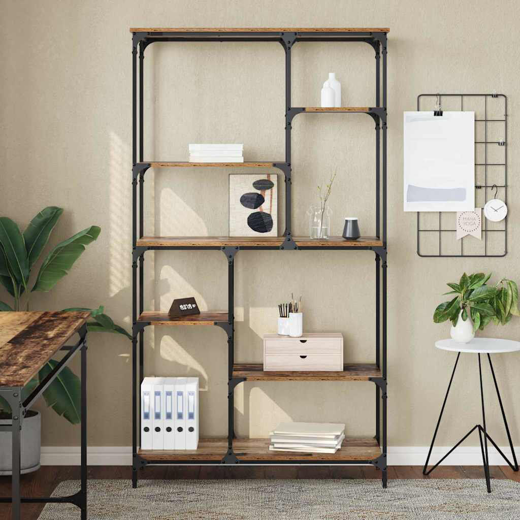 17 Stories Bookshelf Engineered Wood Living Room Storage Home Furniture Modern Old Wood 176cm H X 99cm W X 35.5cm D