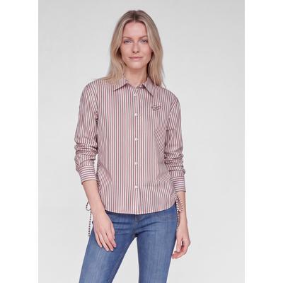 Klassische Bluse RABE "Bluse", Damen, Gr. 44, beige (braun), Obermaterial: 72% Baumwolle, 25% Polyamid, 3% Elasthan, gestreift, gerade, Blusen Bluse
