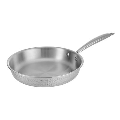 Bratpfanne RESTO KITCHENWARE "Crater Pfanne aus Tri-Ply (Edelstahl + Aluminium + Edelstahl) ofenfest", silber (silberfarben), H:5cm L:26cm Ø:24cm, Pfannen, Bratpfanne, Energieeinsparung 25% durch die dreilagige Basis