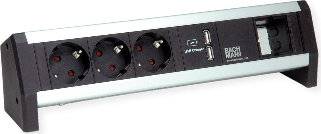Bachmann Desk1 met 1x USB-oplader, 3x geaarde stekker en 1x ABD-connector
