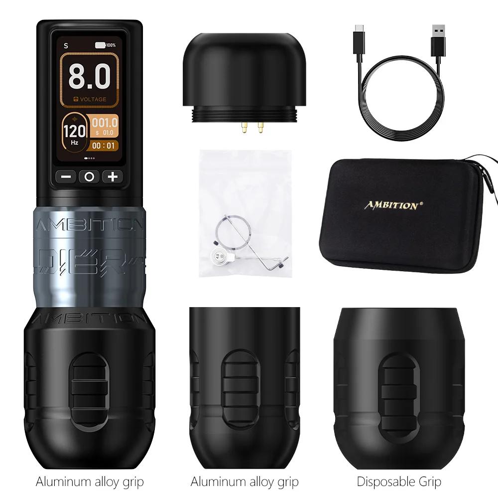 Soldier270 Tattoo-Maschine - Kabellos - Hublänge 4,0 + 4,5 mm - Bürstenloser Motor - 2400-mAh-Akku - 7-8 Stunden Akkulaufzeit - Silber 1