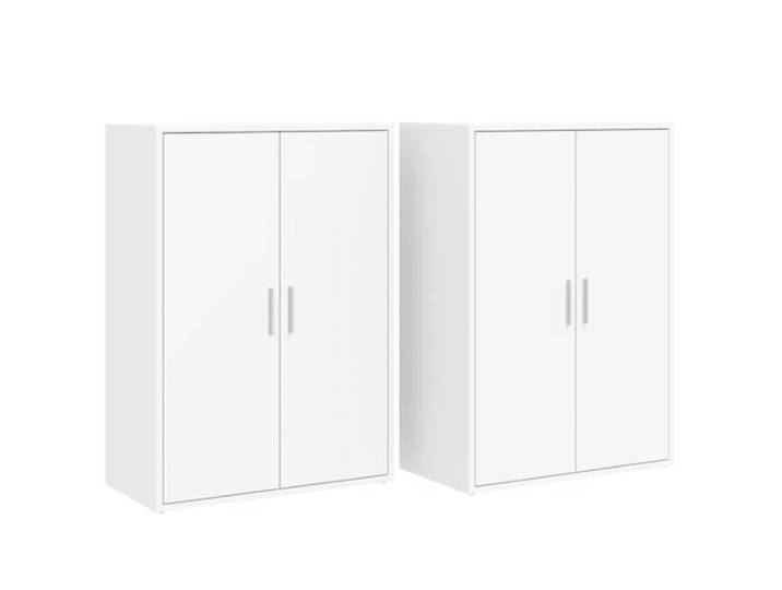 Fisinber Sideboard 2er Set Weiß 60x31x84 cm Holzwerkstoff Zwei elegante Anrichten fürs Wohnzimmer & Schlafzimmer: Viel Stauraum, 90 kg Tragkraft & pflegeleichte Oberfläche.