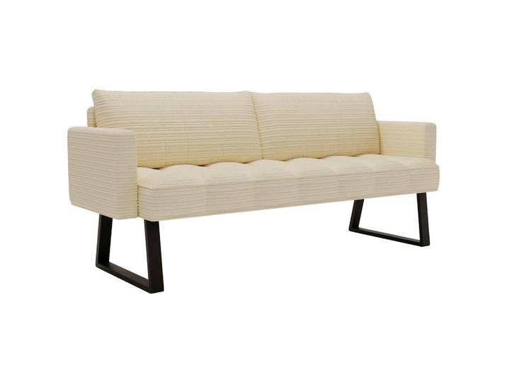 Valdera Sitzbank, Beige, Metall, 3-Sitzer, 200x88x69 cm, Esszimmer, Bänke, Sitzbänke