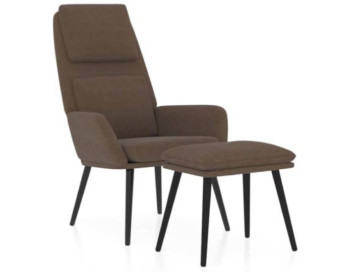 Relaxsessel mit Hocker Braun Stoff Metallgestell,atmungsaktiver Stoff,Armlehnen,flexibler Hocker,Montageanleitung