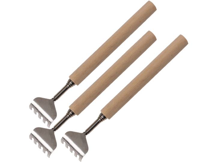 3er-Set Teleskop-Rückenkratzer mit Holz-Griff, 17 - 52 cm