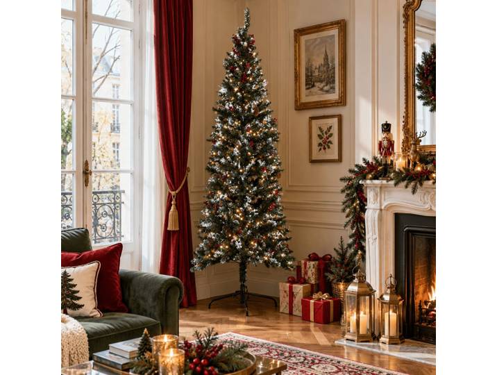 Sapin de noël lumineux en polyéthylène vert 70x70x210 cm